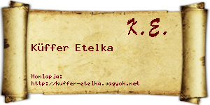 Küffer Etelka névjegykártya